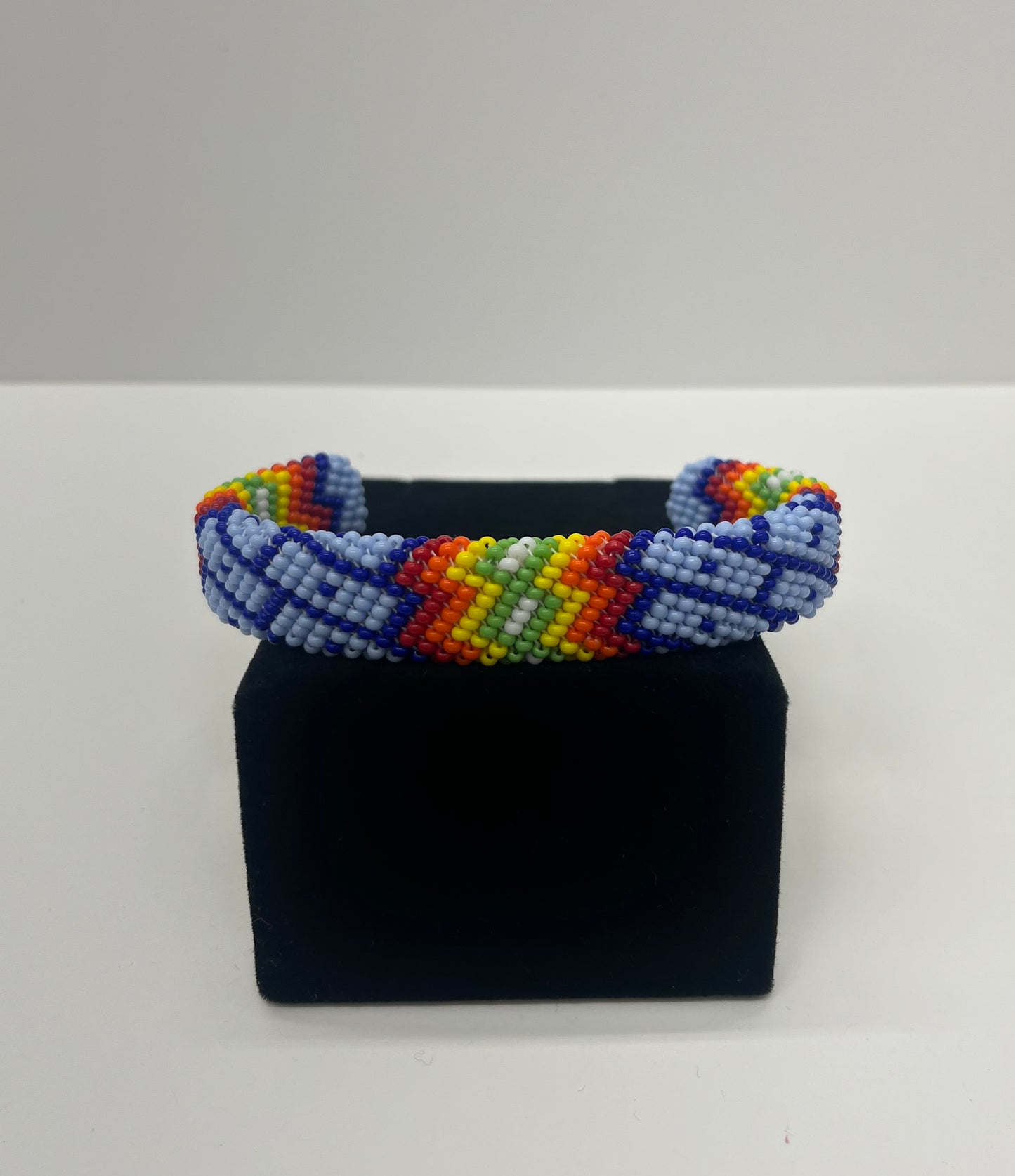Large Beaded Bracelet; Light Blue
