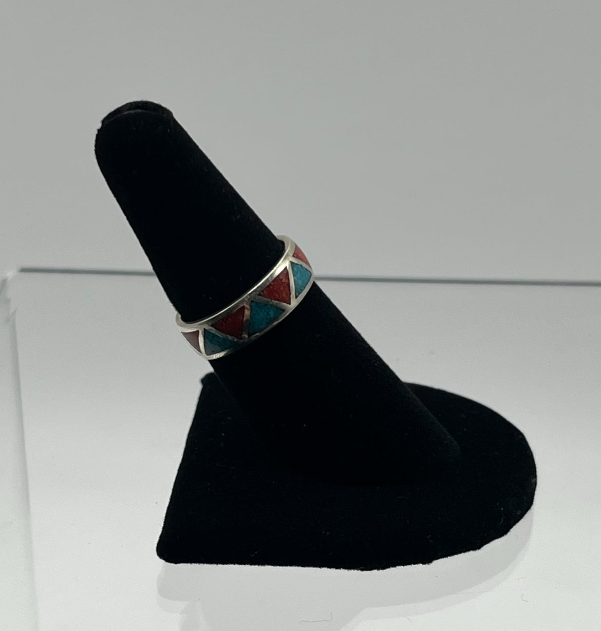 Turquoise, Coral and Sterling Silver Band