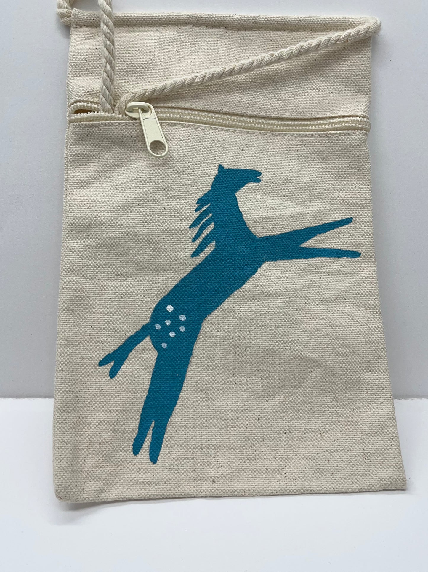 Hand Painted Canvas Crossbody Bag; Ledger Style Horse (various colors)