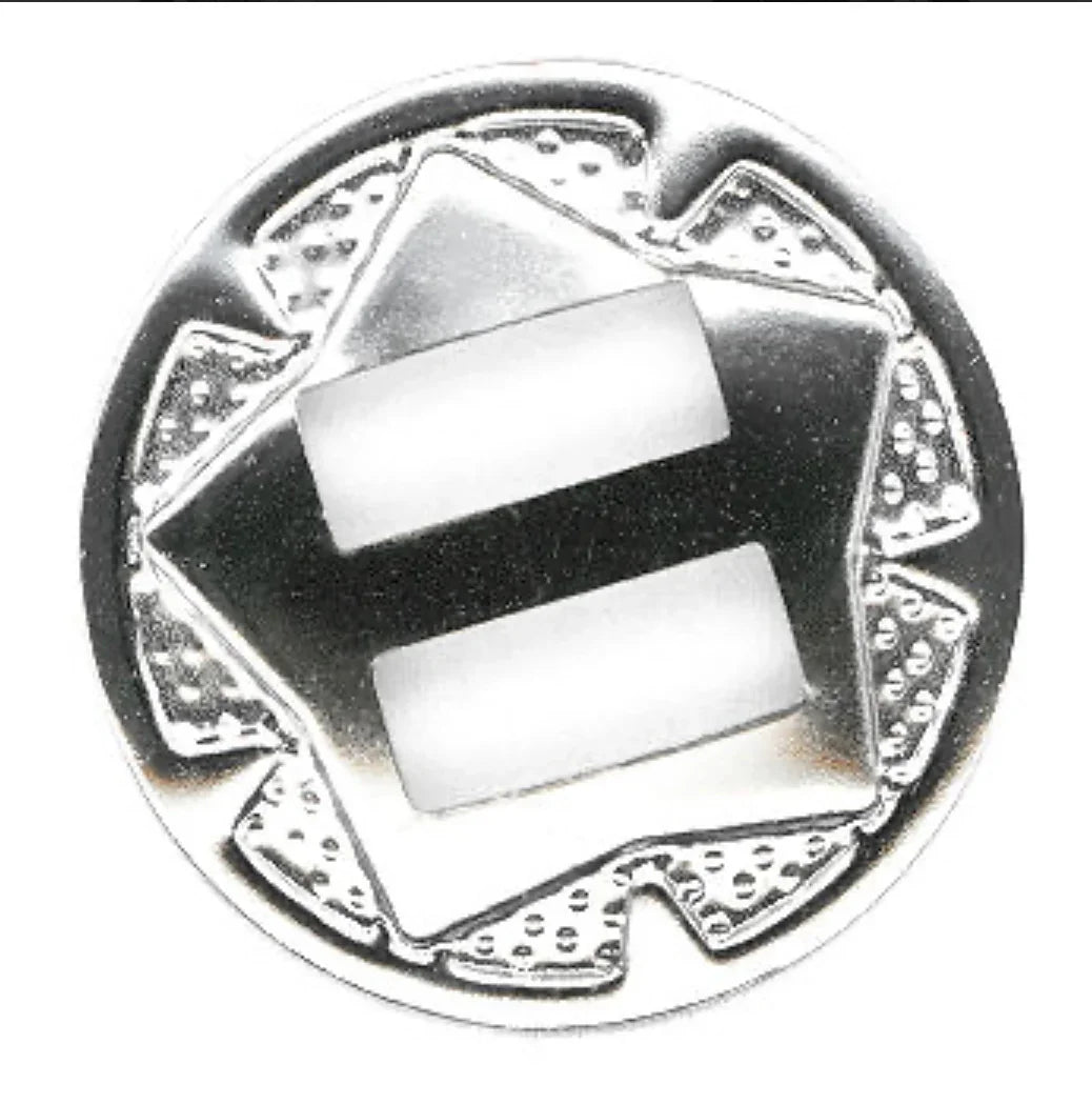 Silver Native American art button with geometric design for traditional clothing