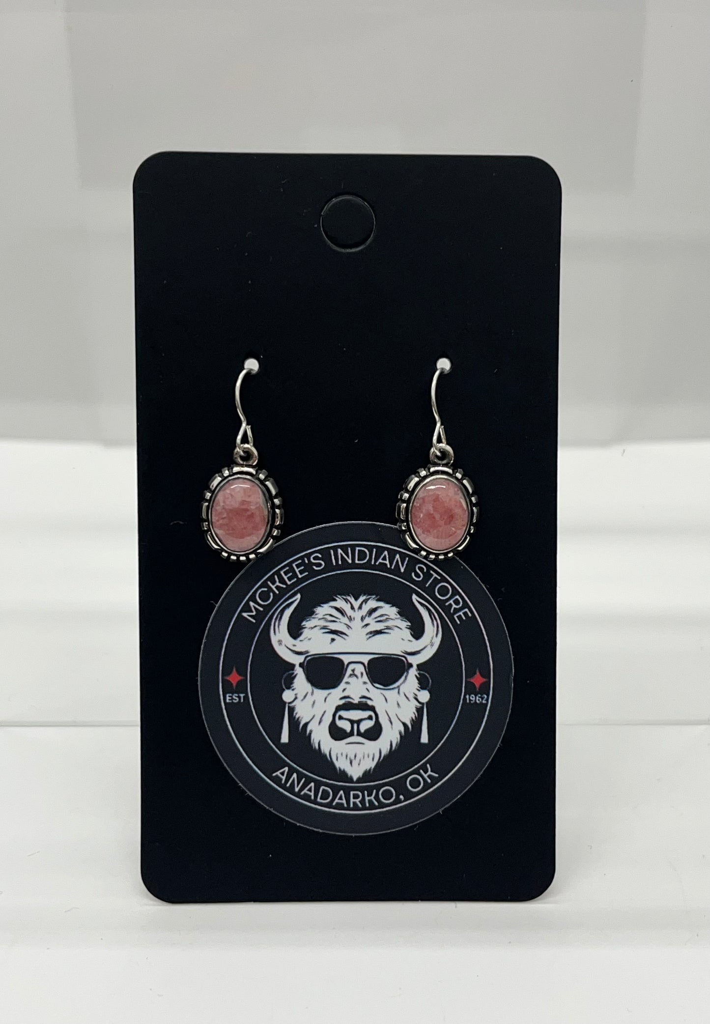 Small Rhodochrosite and Sterling Silver Oval Shaped Earrings