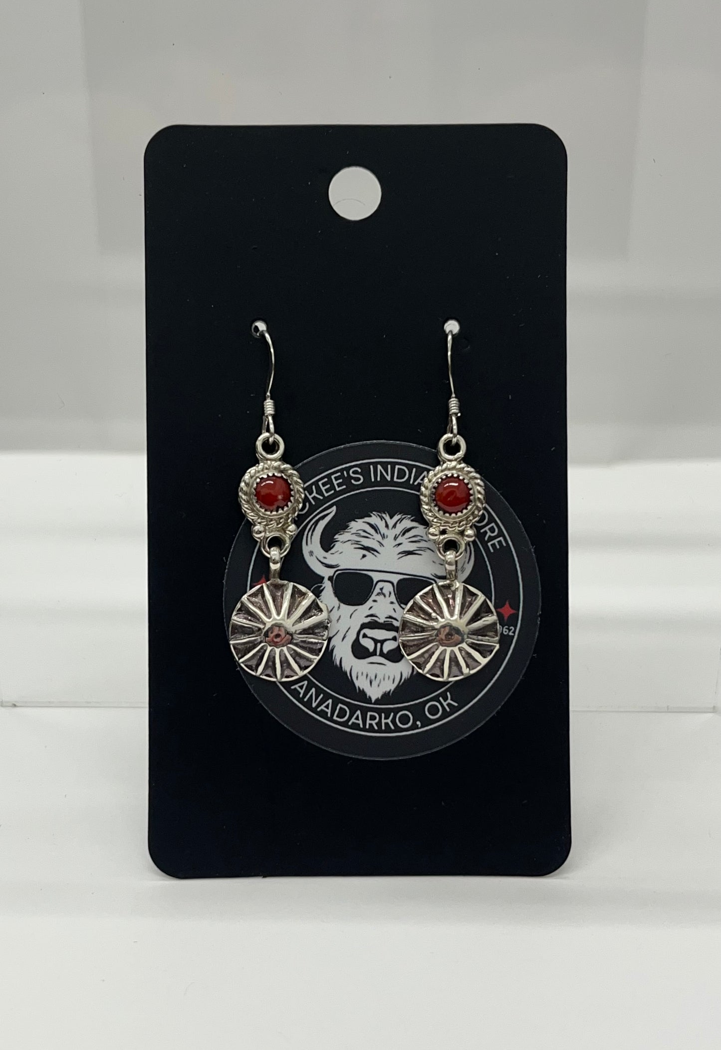Coral and Sterling Silver Earrings