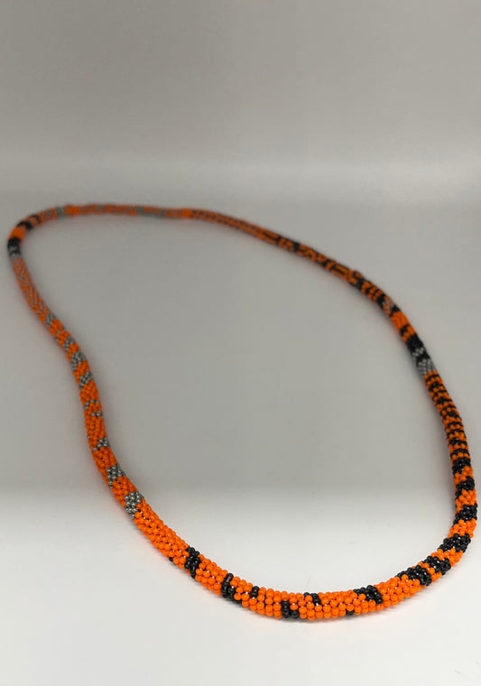 Beaded Necklace Orange and Black