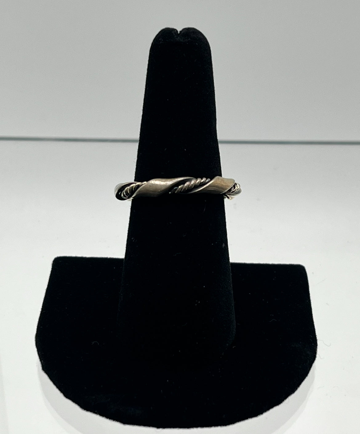 Turquoise and Sterling Silver Pear Shaped Ring with Rope Design Band; Size 7.75