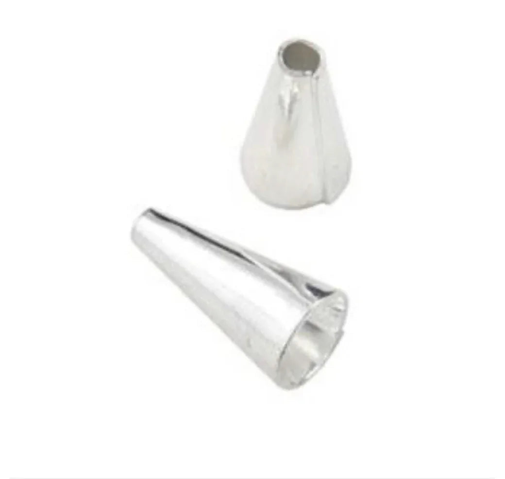Silver cone-shaped metal findings for Native American jewelry and craft projects