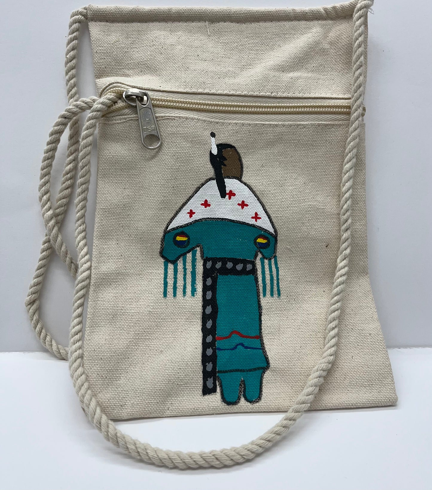 Hand Painted Canvas Crossbody Bag; Dancer (various colors)