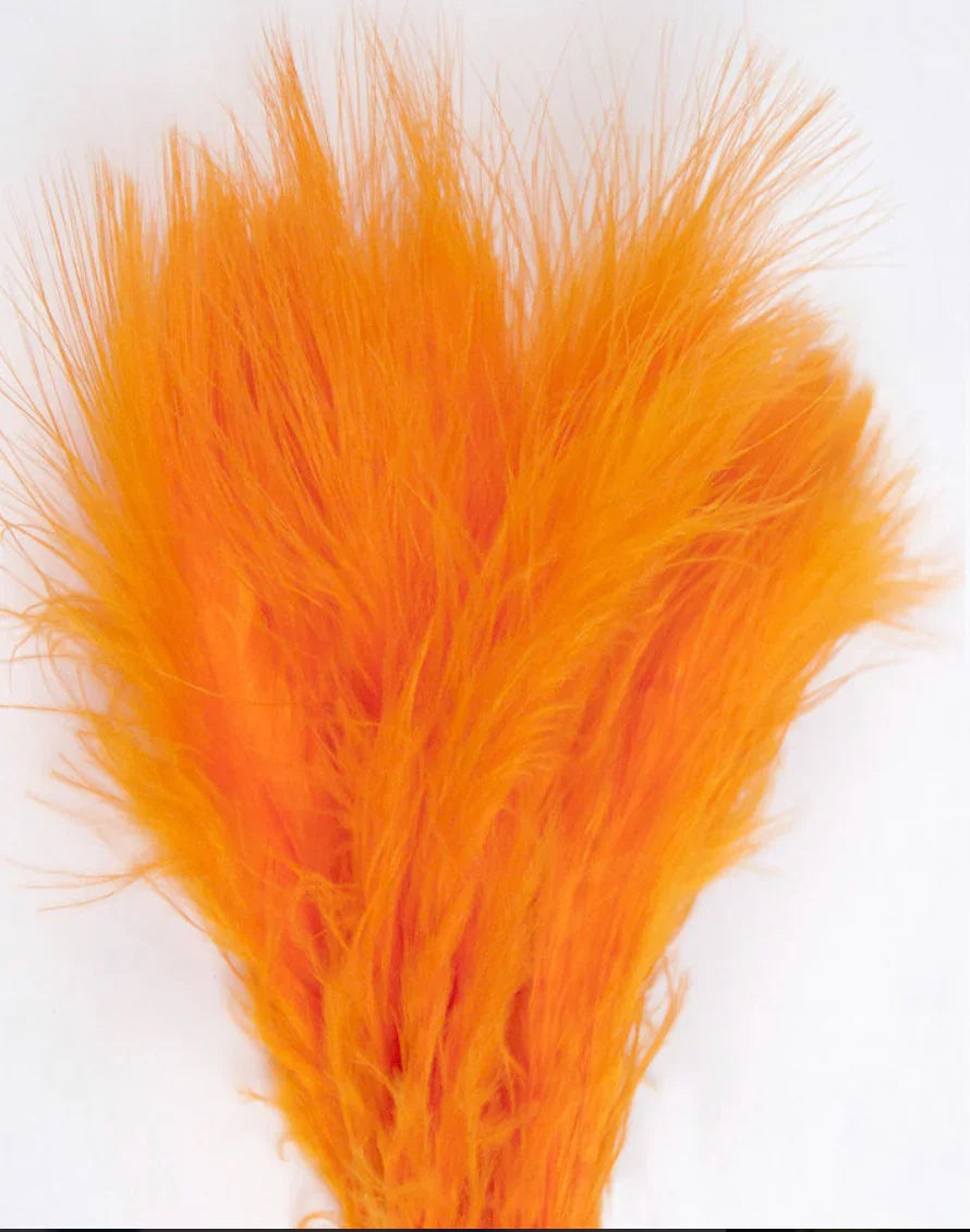 Vibrant orange marabou feathers for Native American crafts and traditional regalia