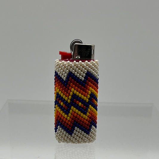 Small Beaded Lighter Cream with Royal Blue Detail