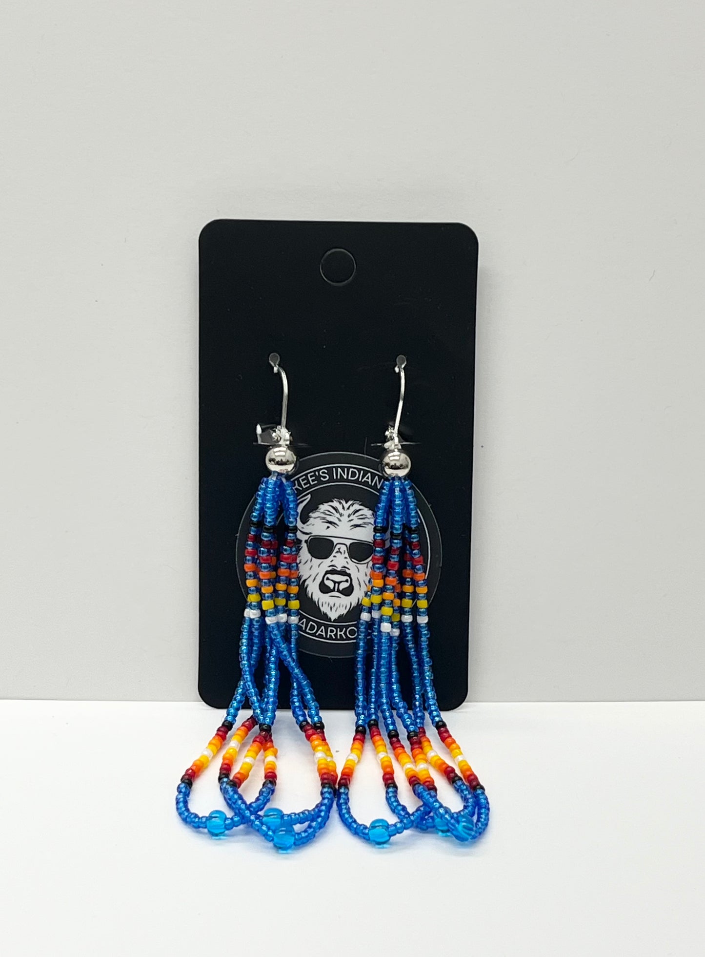 Long Beaded Earrings; Blue