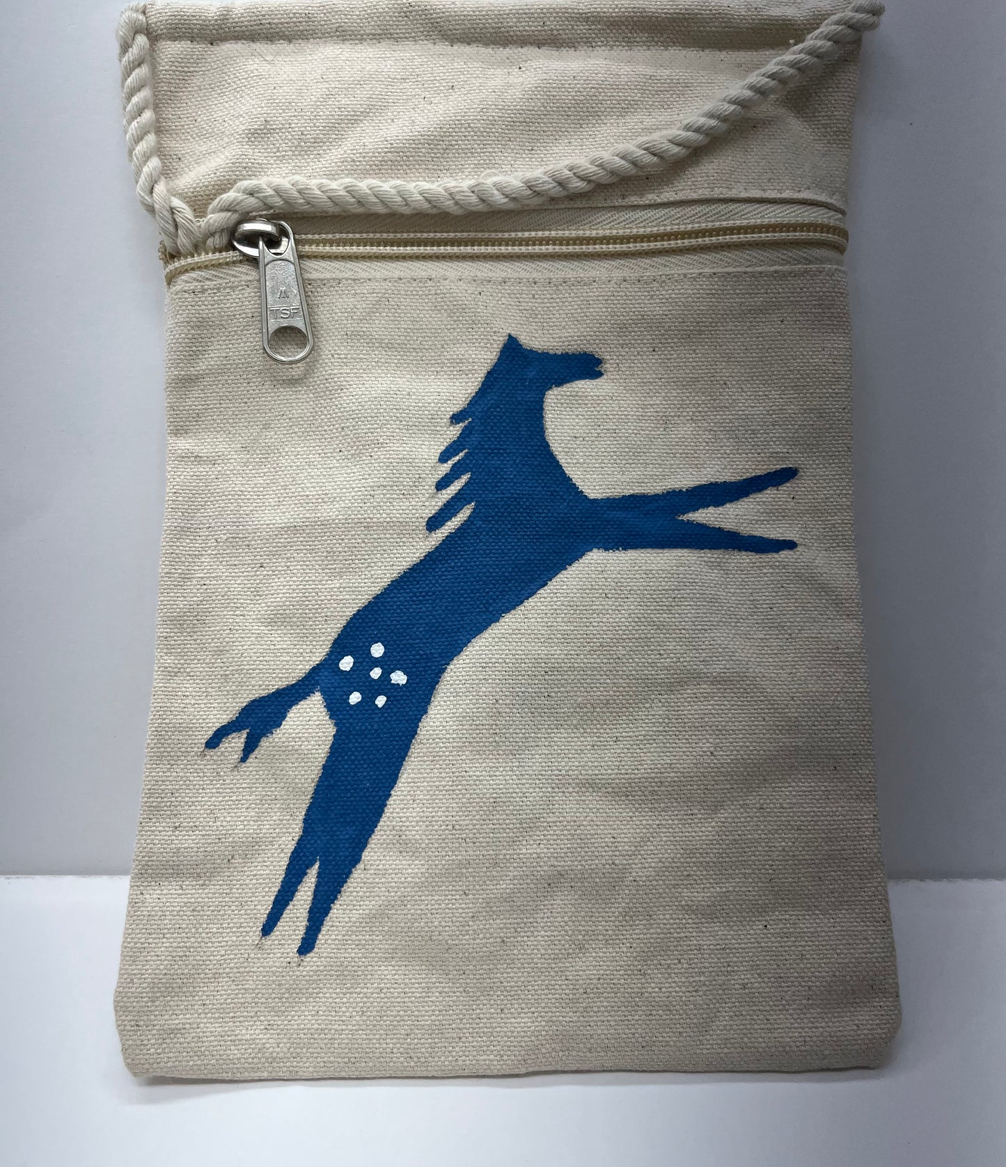 Hand Painted Canvas Crossbody Bag; Ledger Style Horse (various colors)