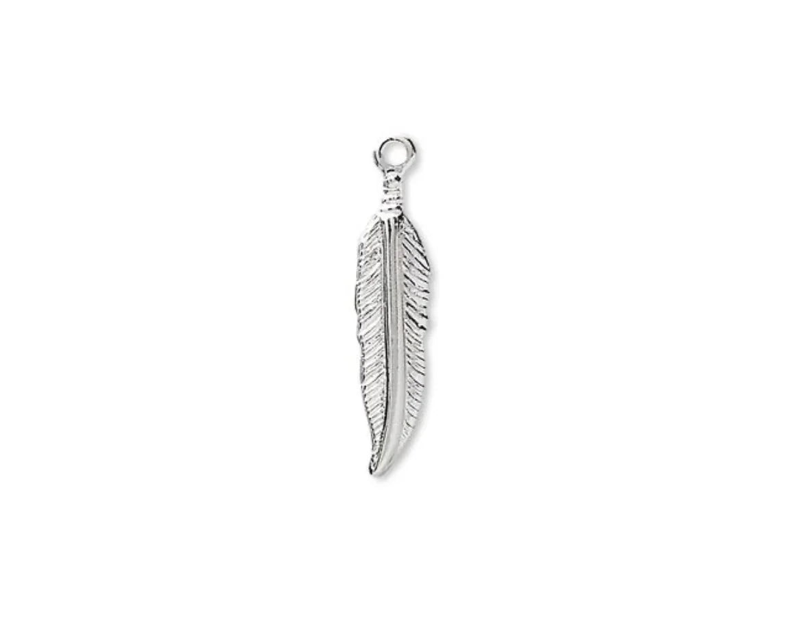 Silver Plated Feather Charms (5 pairs)