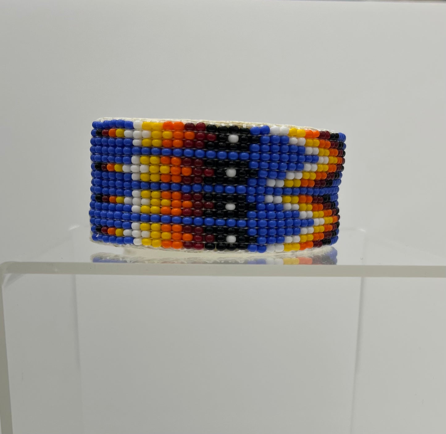 Large Beaded Cuff Bracelet; Royal Blue
