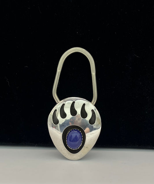 Sterling Silver and Lapis Lazuli Bear Claw Keychain