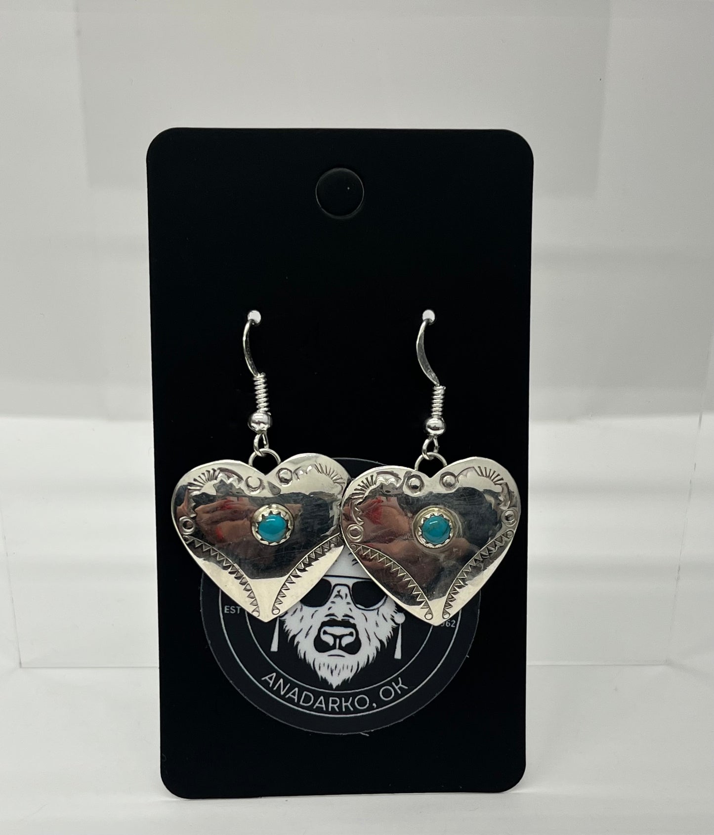Turquoise and Sterling Silver Heart Shaped Earrings