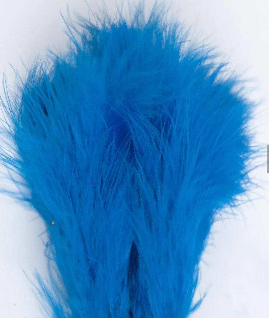 Vibrant blue marabou feathers for Native American crafts and traditional regalia