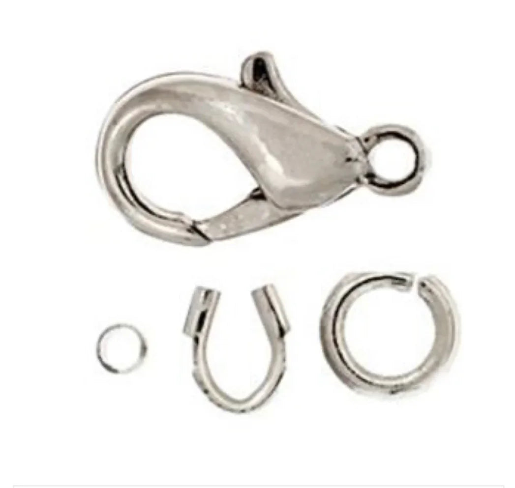 Silver lobster clasp and jump rings for Native American jewelry making supplies