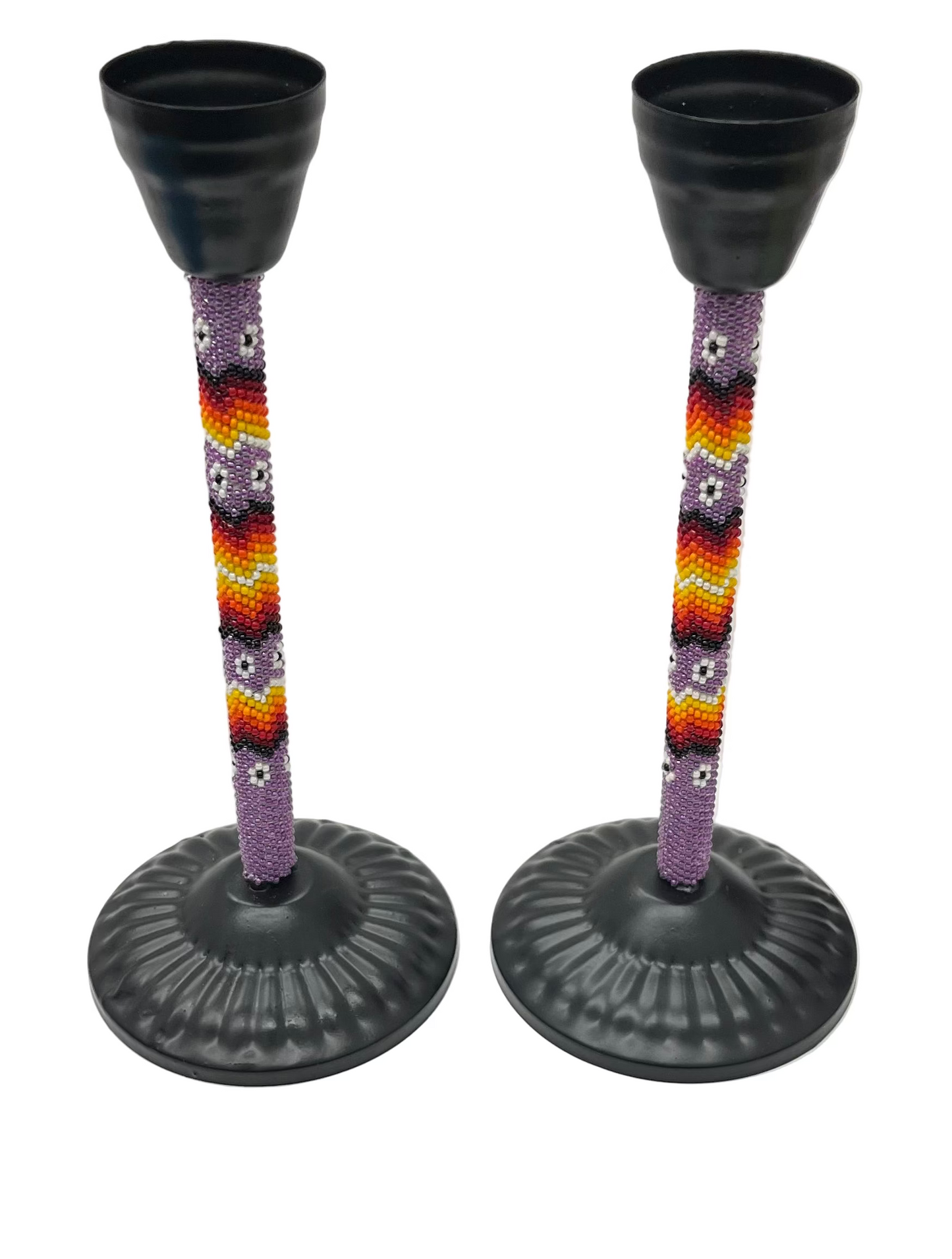 Beaded Candlesticks; Lavender (set of 2)