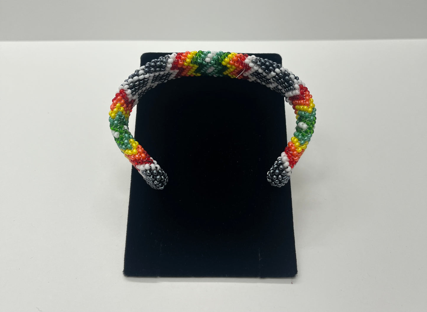 Large Beaded Bracelet; Gun Metal Grey