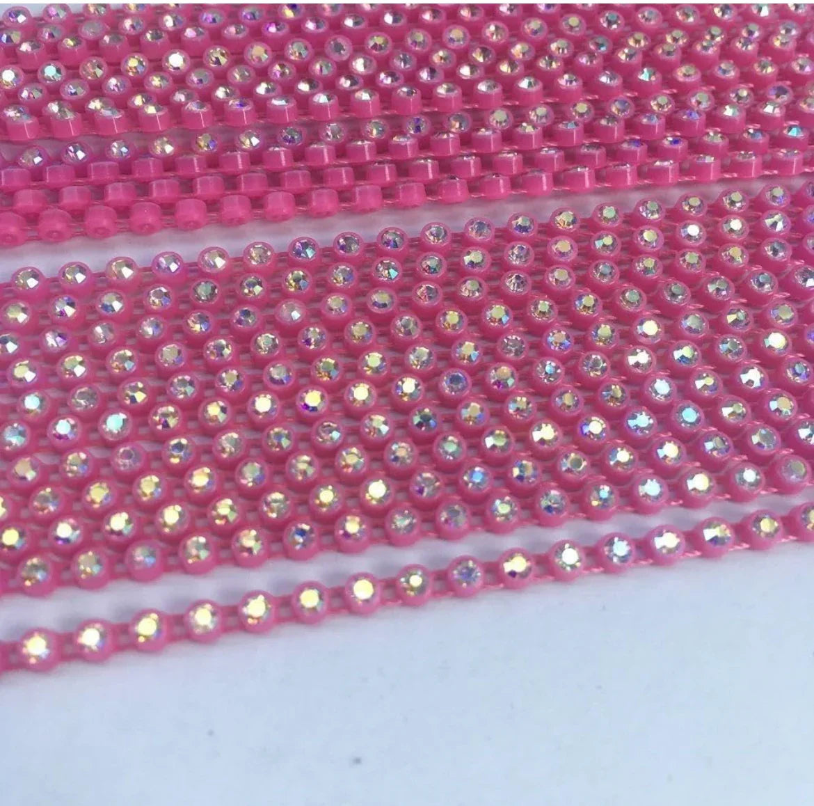 Rhinestone Banding; SS6 AB Pink (per yard)