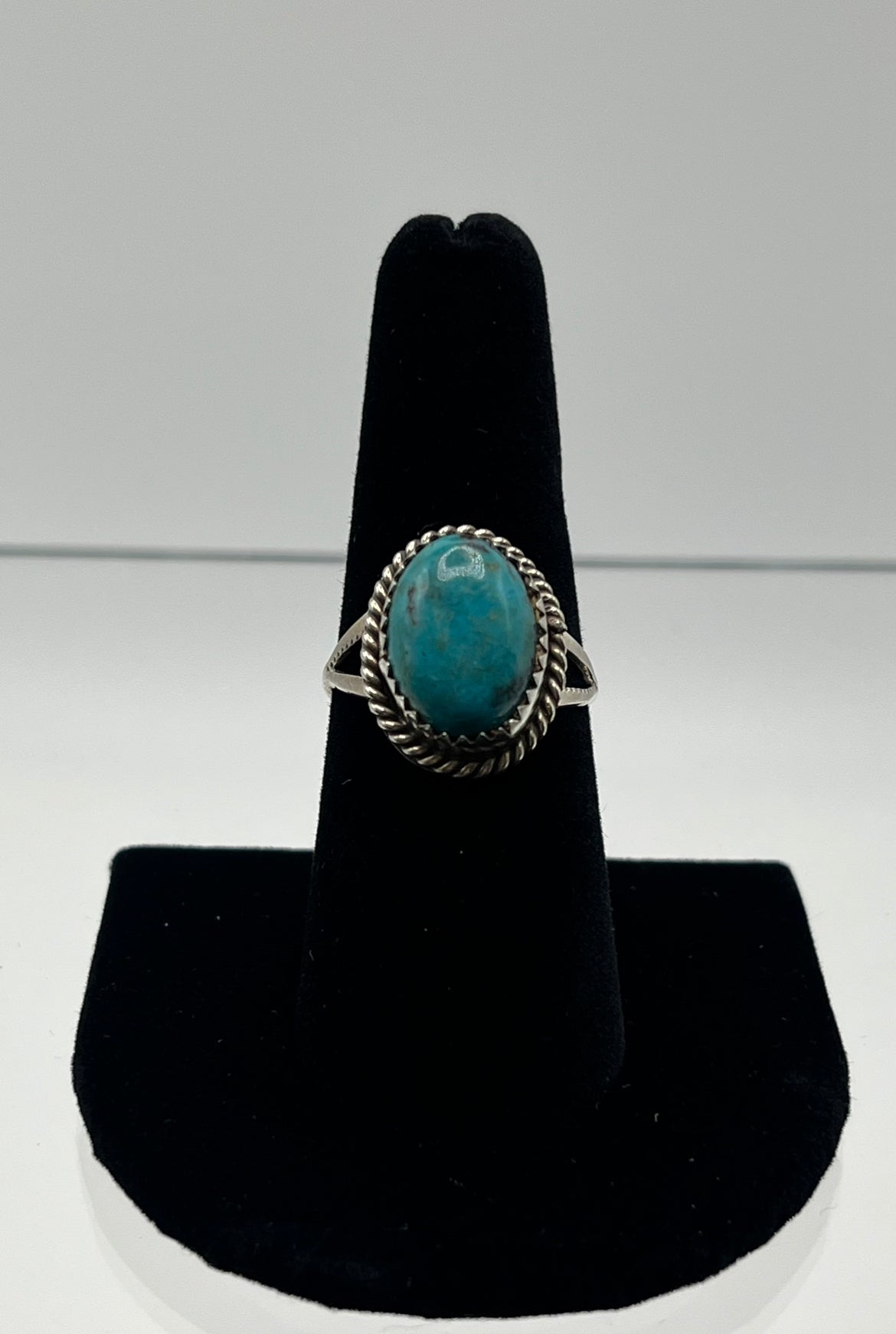 Turquoise and Sterling Silver Ring; Size 8.75