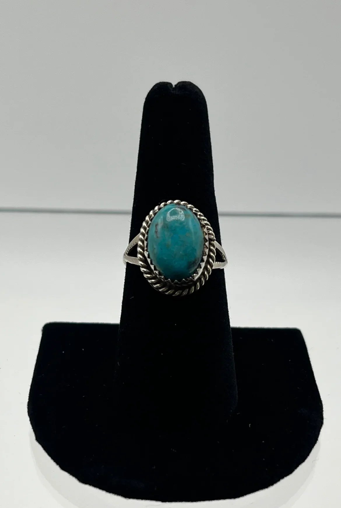 Turquoise and Sterling Silver Ring; Size 8.75