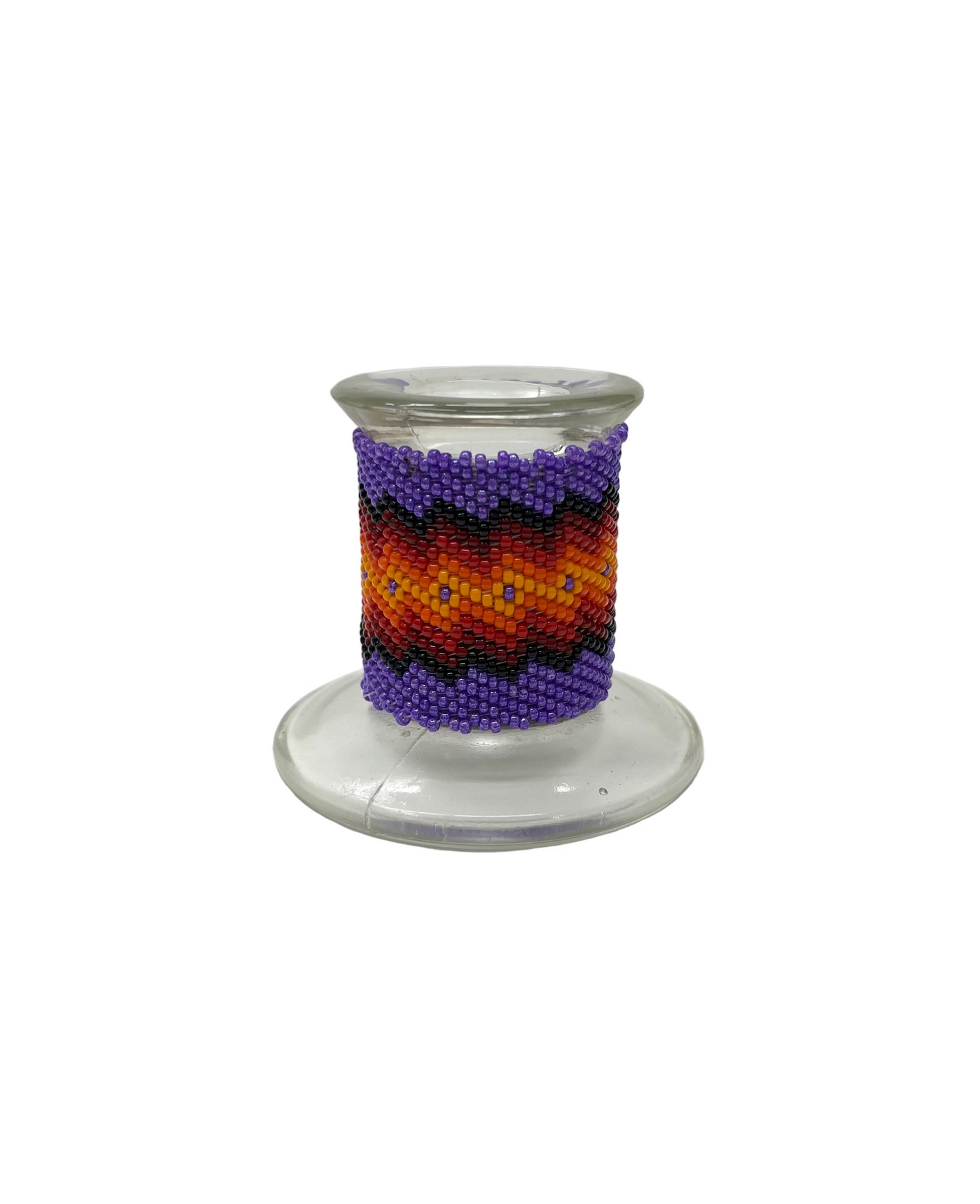 Beaded Glass Candlestick(1), single; Purple