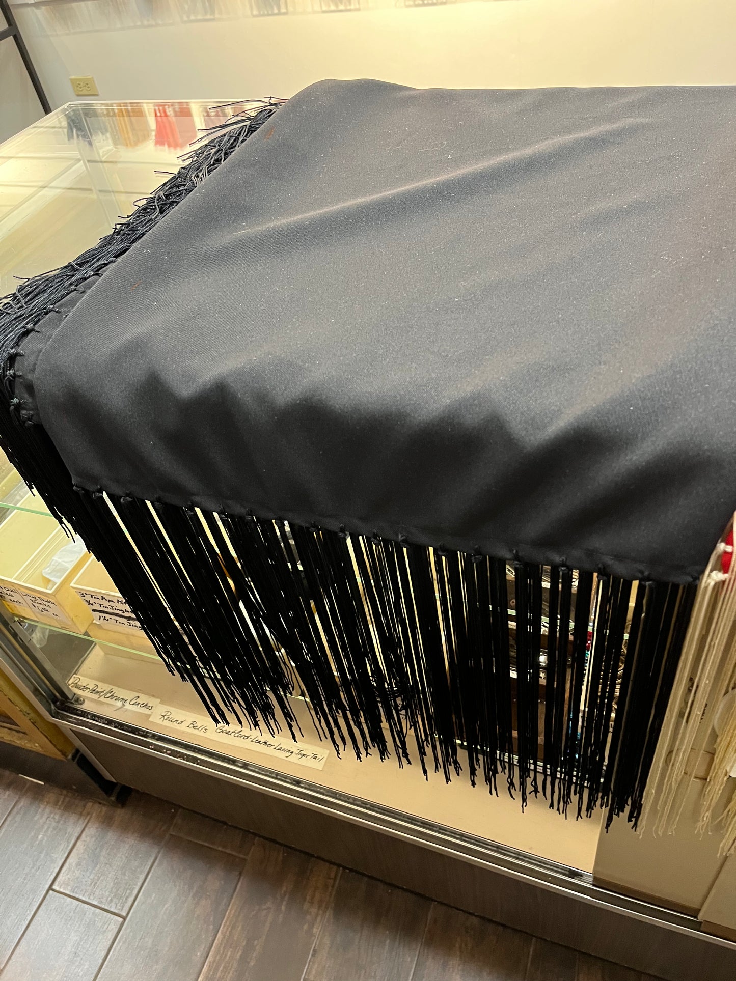 Gaberdine Shawl; Black with Black Fringe