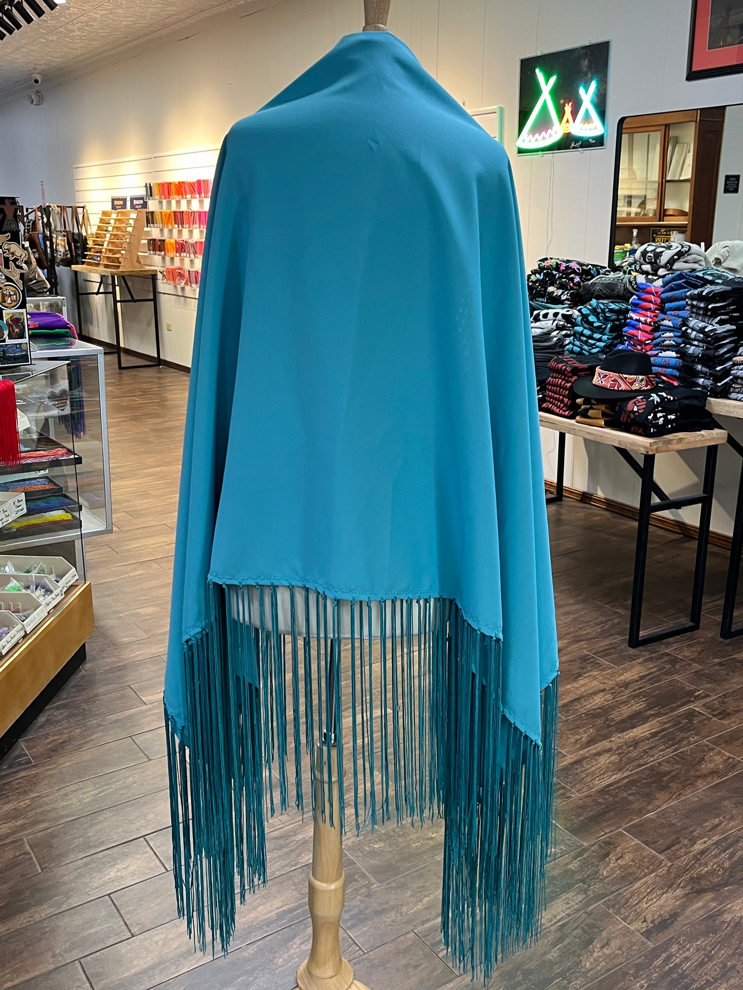 Gaberdine Shawl; Turquoise Blue