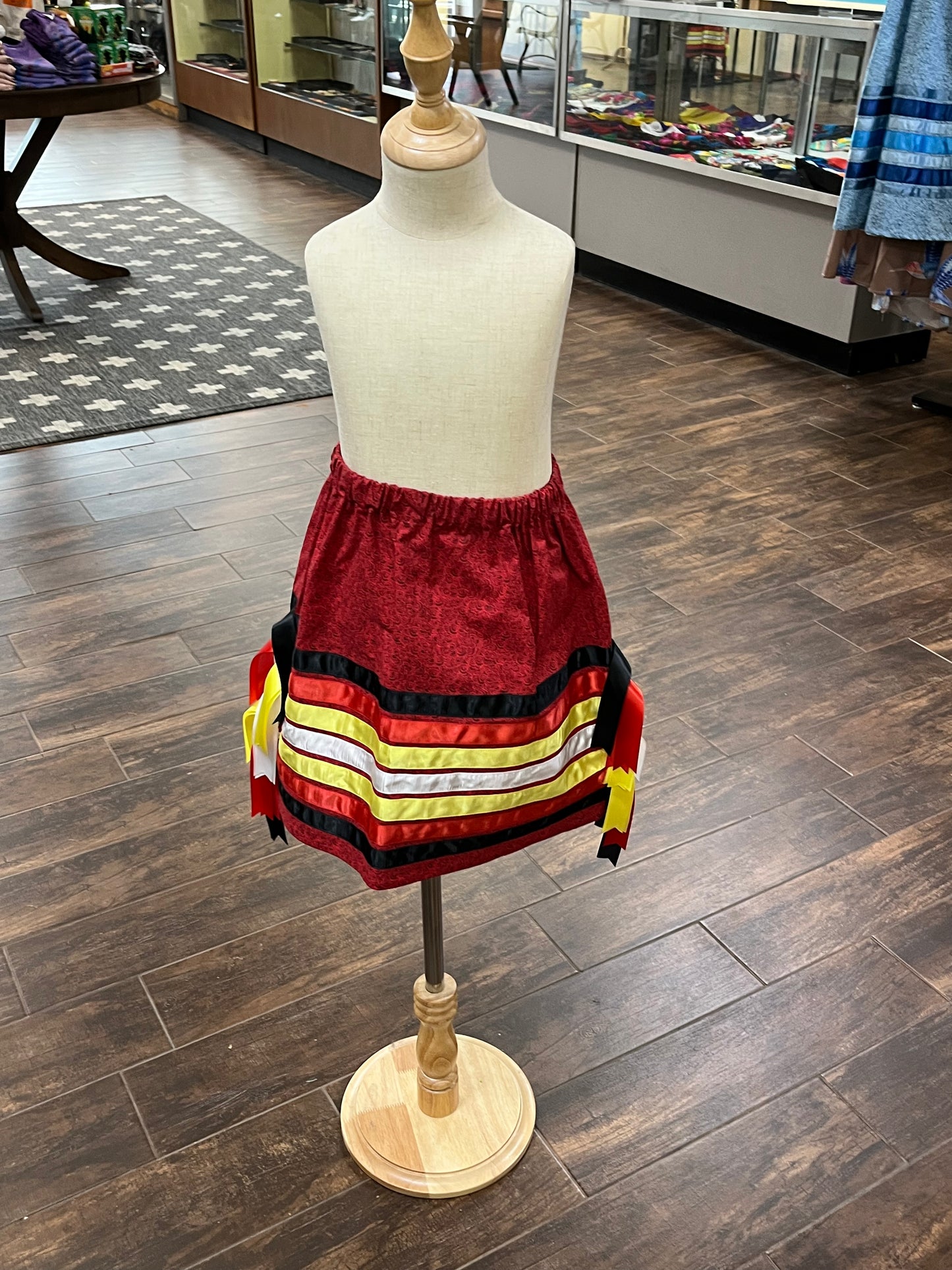 Girl’s Ribbon Skirt Red; Size 3, 20 1/2” waist