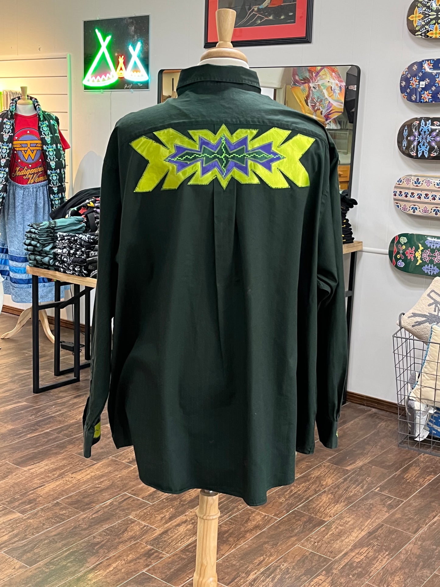 Men’s Ribbon Shirt; Dark Green 3XB