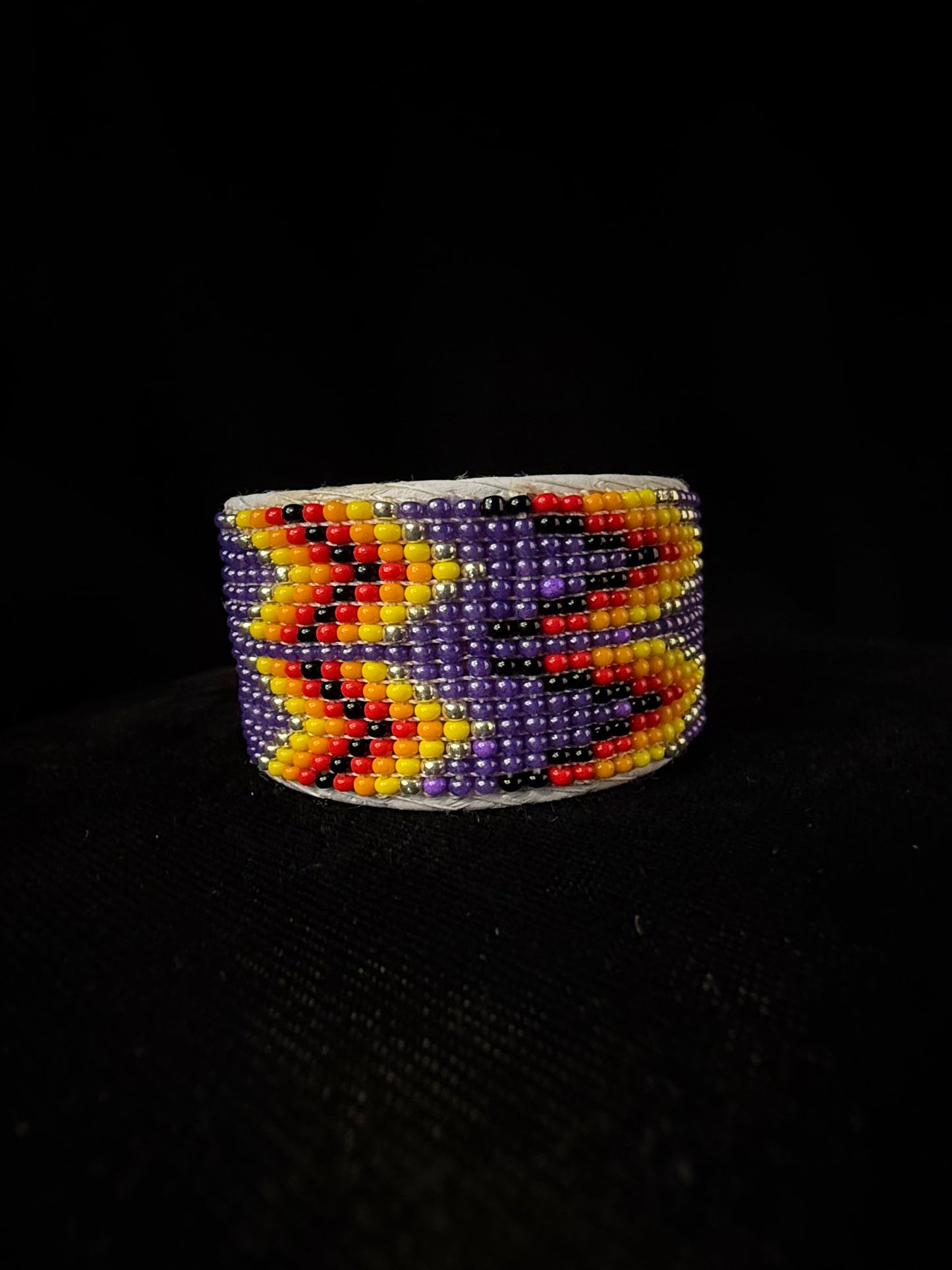 Beaded Cuff Bracelet - Dark Purple
