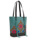 MW Embroidered Tote Turquoise