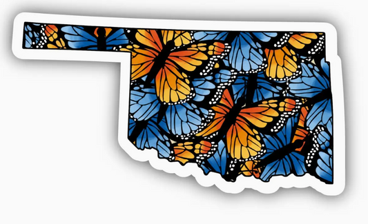 Oklahoma Butterfly Pattern Sticker 3" x 1.65"