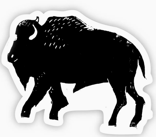 Bison Sticker Black and White 3" x 2.52"
