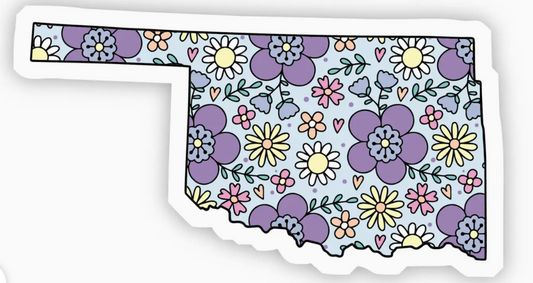Oklahoma Floral Sticker 3" x 1.98"
