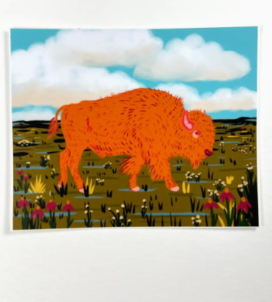 Bison in the Prairie Sticker 4" x 3"