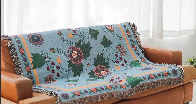 Teton Cotton Throw Blanket; Turquoise
