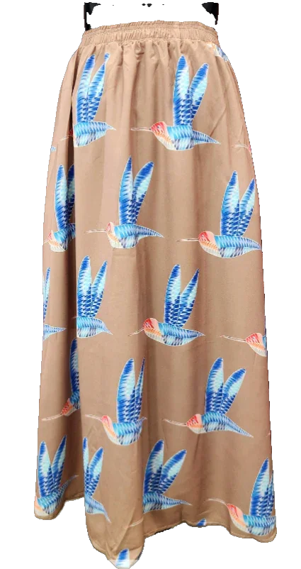 Tan Porcupine Quill Work Hummingbird Skirt; Lined, with Pockets