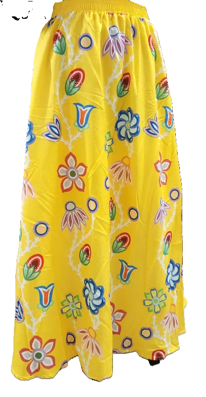 Yellow Floral with Strawberry Skirt; Lined, with Pockets