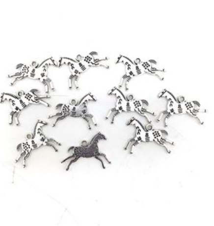 Silver Plated Horse Pendant 24x28mm (10) per bag