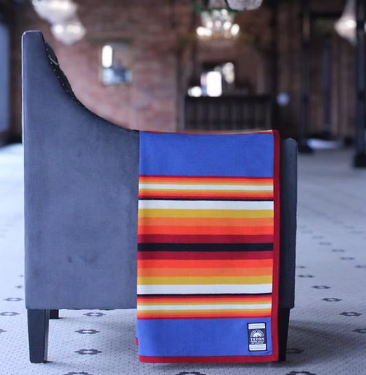 Teton Serape Blanket; Fire Blue