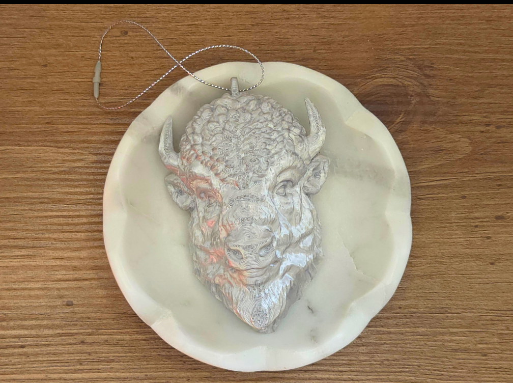 Bison Christmas Ornaments: Silver