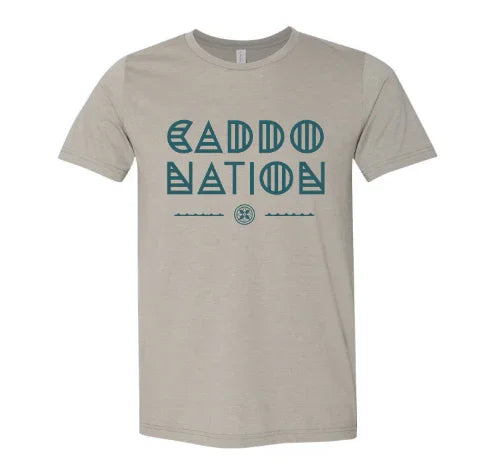 Caddo Nation Adult Tee; Heather Stone/Deep Teal