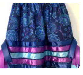 Girl's Ribbon Skirt Size 3; Dark Blue and Purple Floral