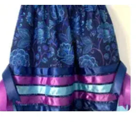 Girl's Ribbon Skirt Size 3; Dark Blue and Purple Floral