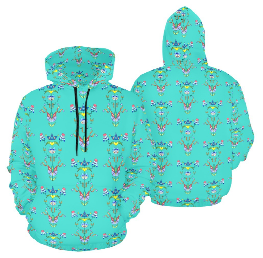 Floral Unisex Turquoise Hoodie