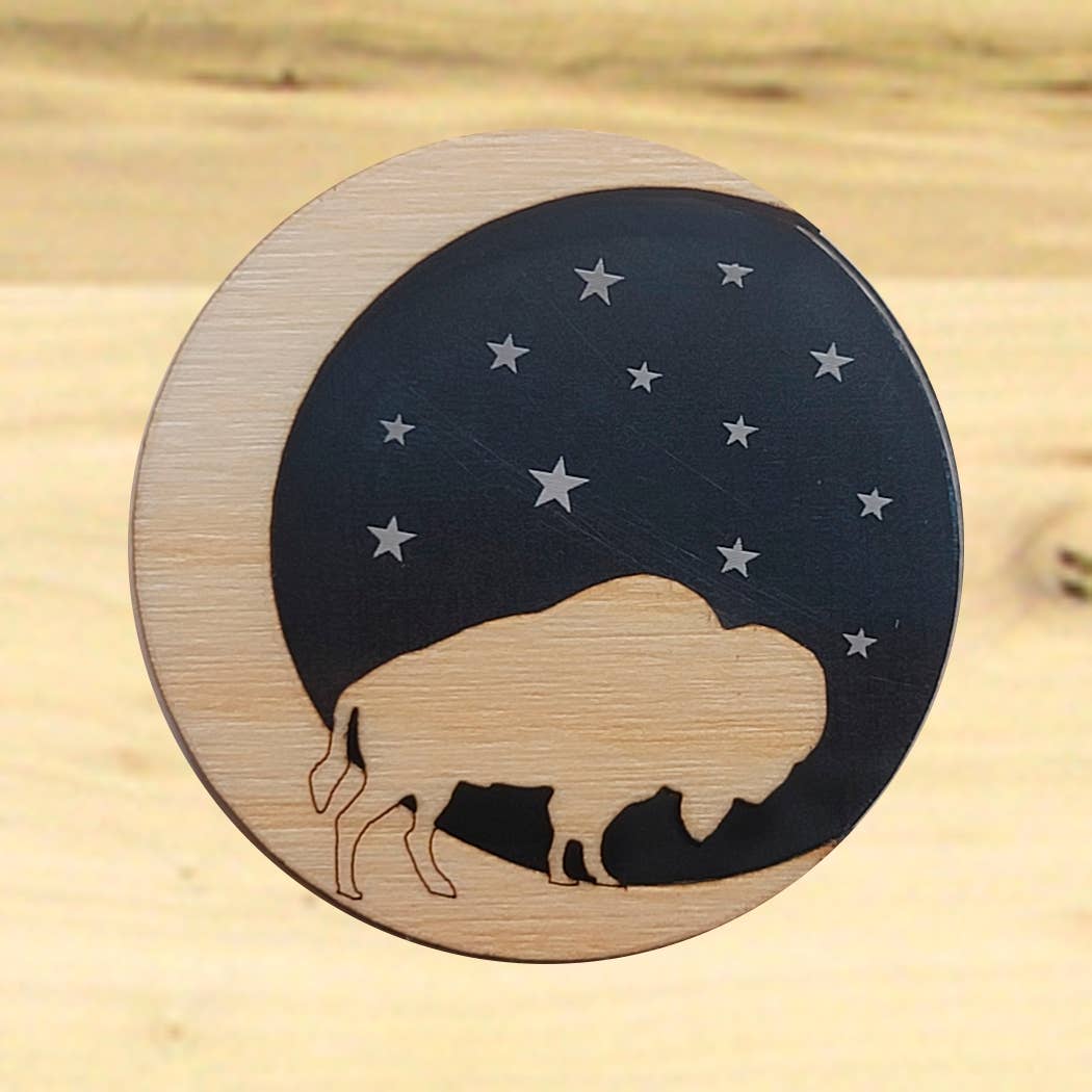 Bison Magnet, Buffalo Magnet, Handcrafted wood and acrylic