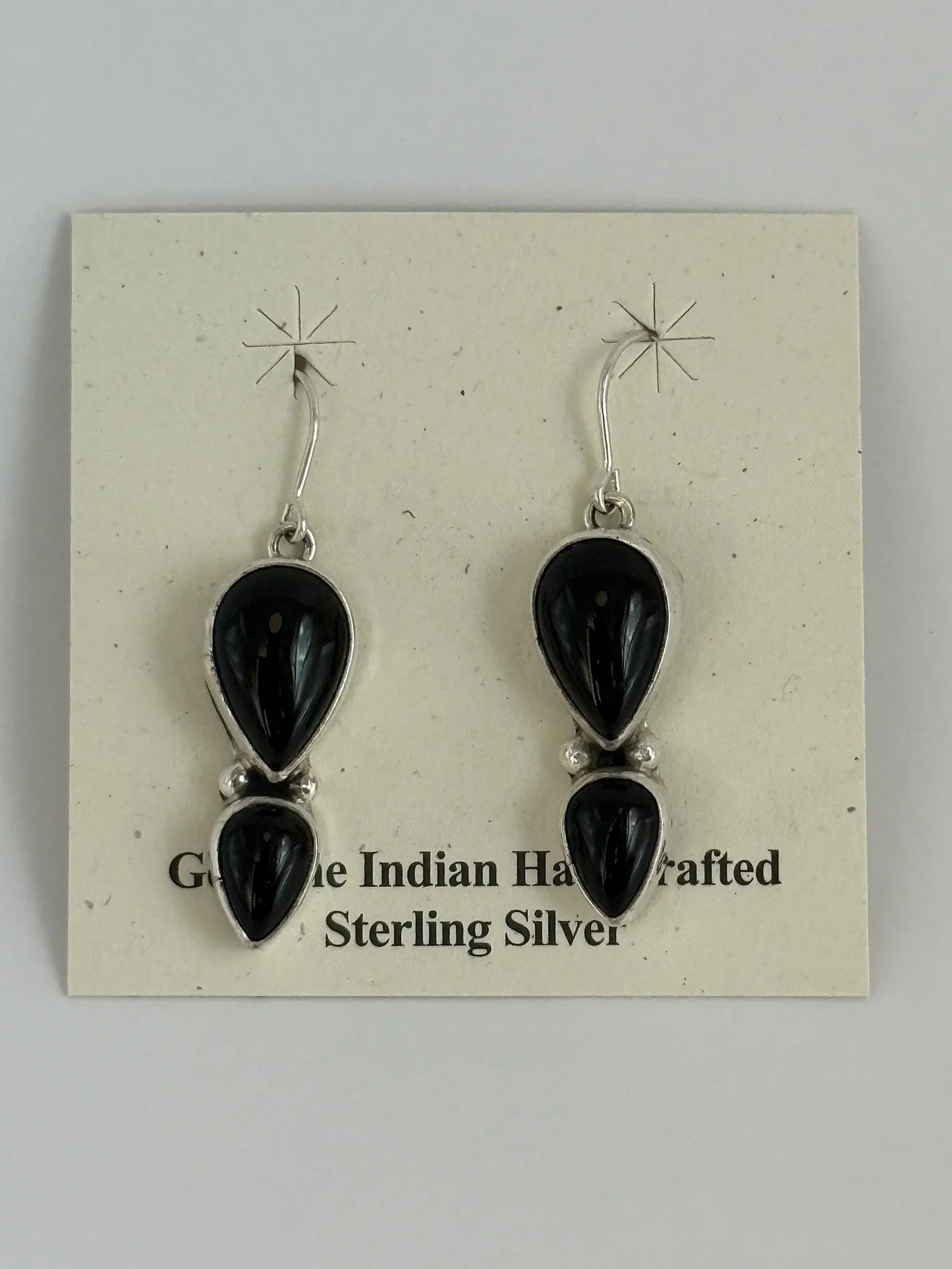 Black Onyx & Sterling Silver Dangled Earrings
