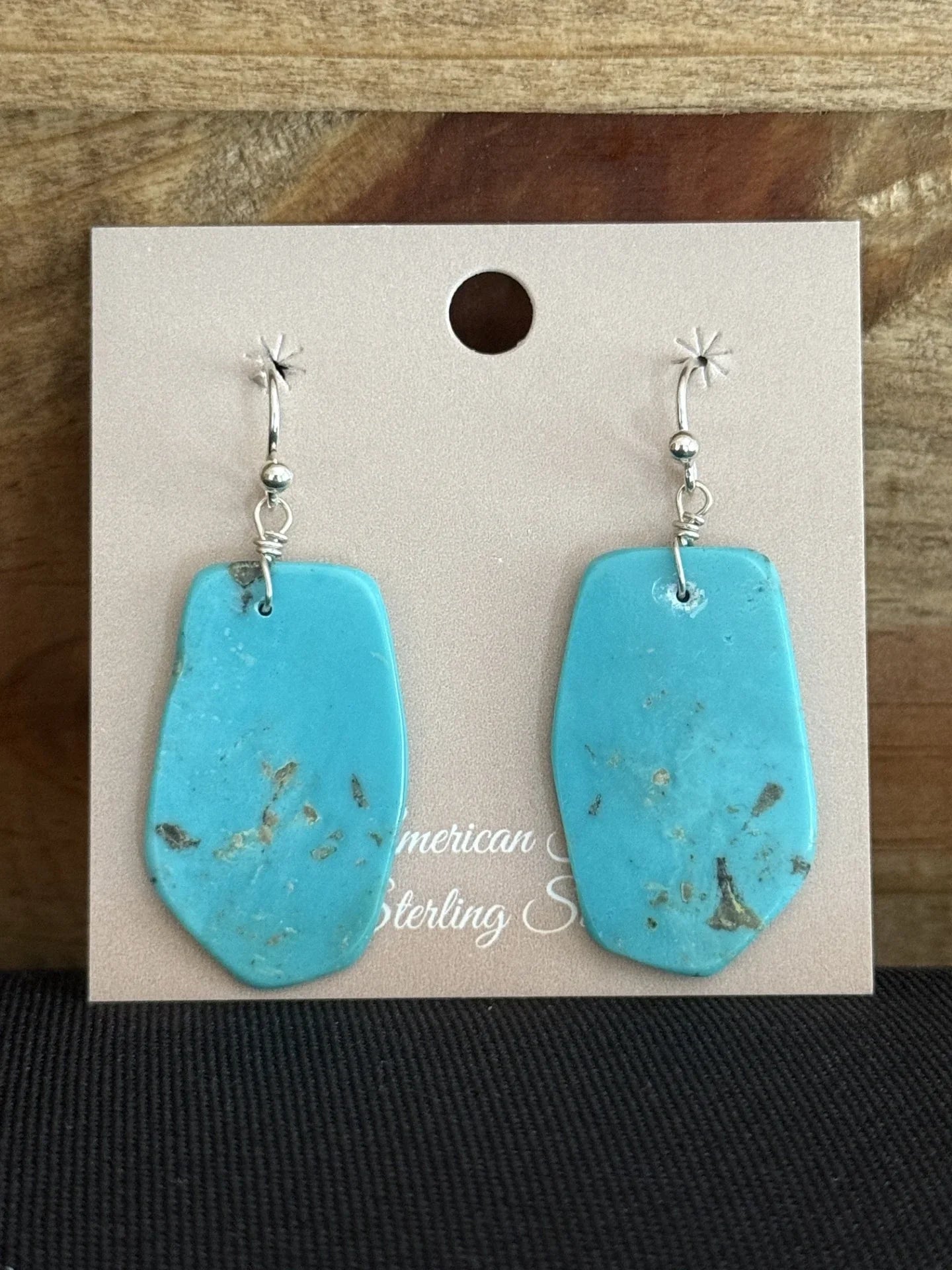 Turquoise & Sterling Silver Slab Dangle Earrings