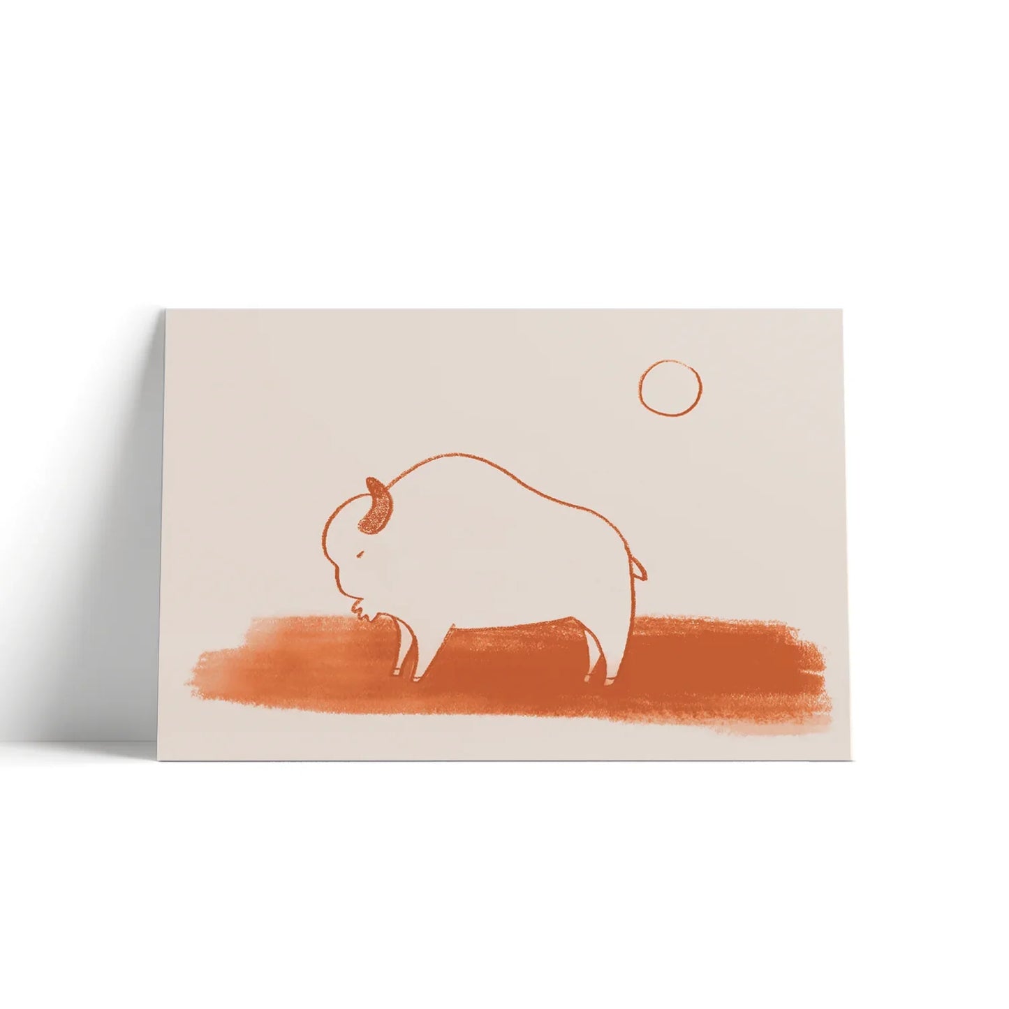 Minimalist bison art print with earthy tones, ideal for Native art decor and craft supplies